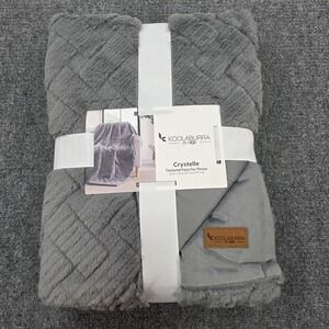 KOOLABURRA‎ by UGG Crystelle Textured Faux Fur Throw Blanket 50 x 70 Gray NWT